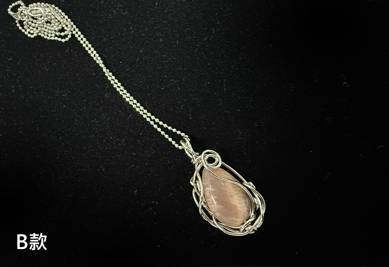 纍花絲瑬金系列-天然石簡約墬飾(003)